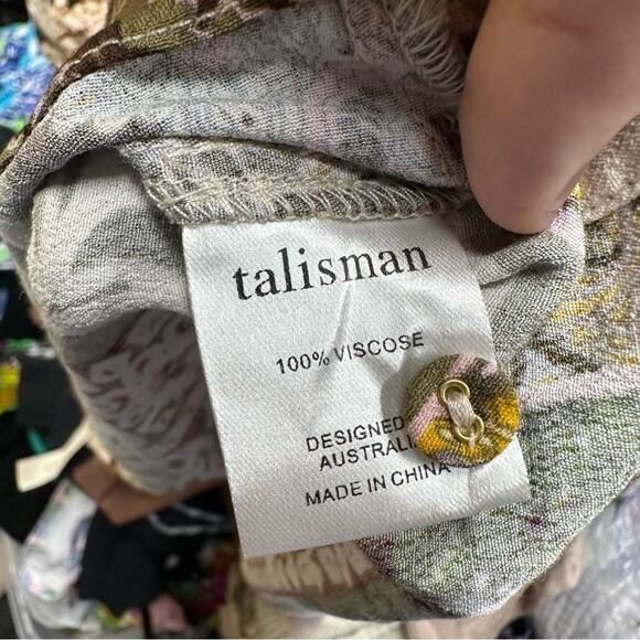 Talisman Paisley Long Sleeve Button Front Dress Size Large - Picture 8 of 8